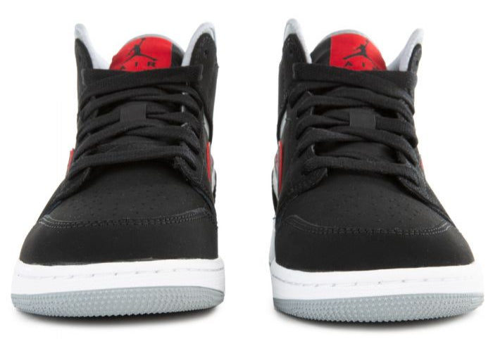 Jordan 1 Mid Black Particle Grey Gym Red (GS)