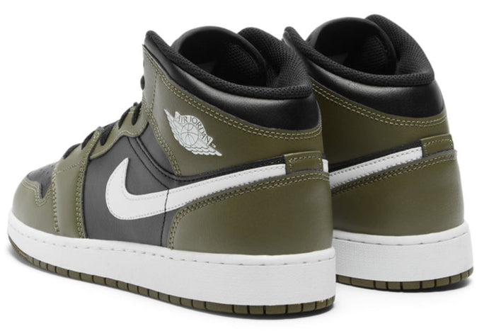 Jordan 1 Mid Black White Olive (GS)