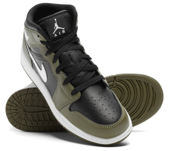 Jordan 1 Mid Black White Olive (GS)