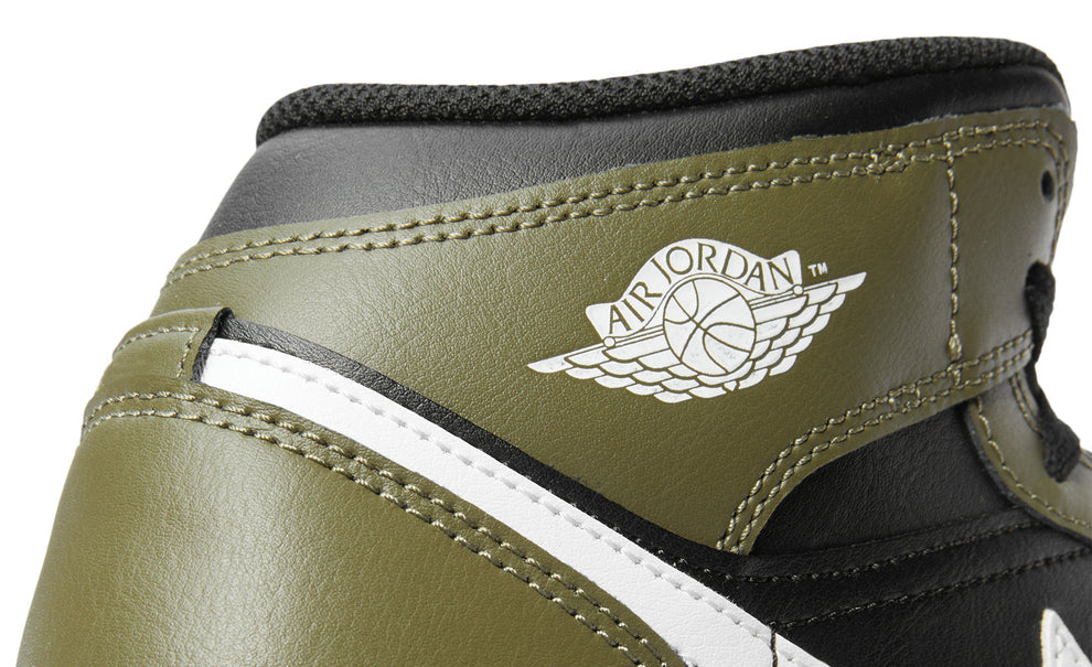 Jordan 1 Mid Black White Olive (GS)