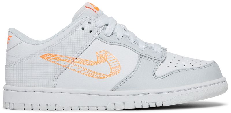 Nike Dunk Low SE 3D Swoosh Pure Platinum Total Orange (GS)