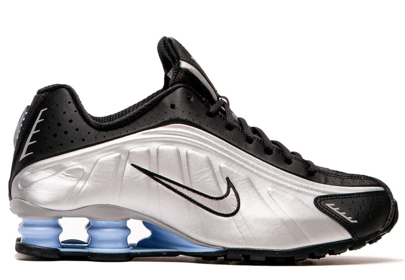 Nike Shox R4 Metallic Silver Black Psychic Blue
