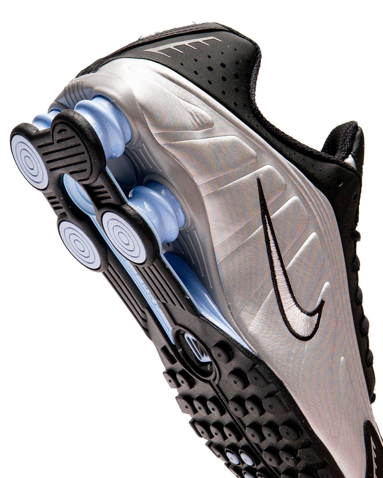 Nike Shox R4 Metallic Silver Black Psychic Blue