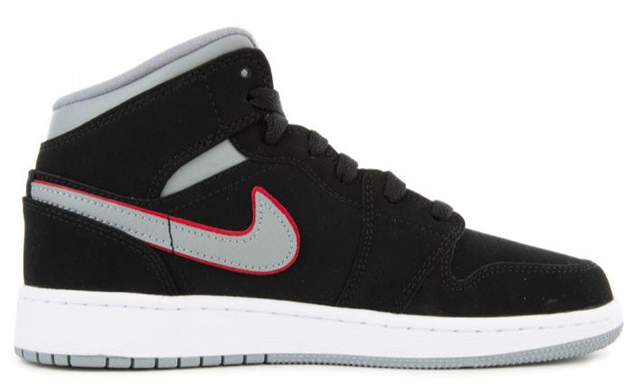Jordan 1 Mid Black Particle Grey Gym Red (GS)