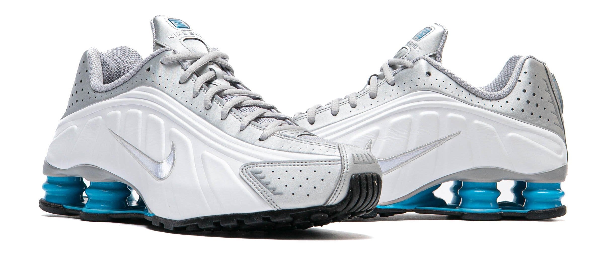 Nike Shox R4 Metallic Silver White Blue Lagoon